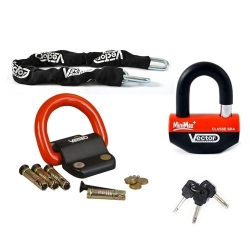 Kit antivol VECTOR chaîne 1,30m cadenas Minimax+ SRA et fixation Compac Blok