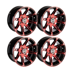 Pack 4 jantes MOOSE 387X Rouge 12 pouces pour POLARIS SPORTSMAN 550/850/1000