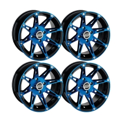 Pack 4 jantes MOOSE 387X Bleu 14 pouces pour POLARIS RZR 570/800/900/1000