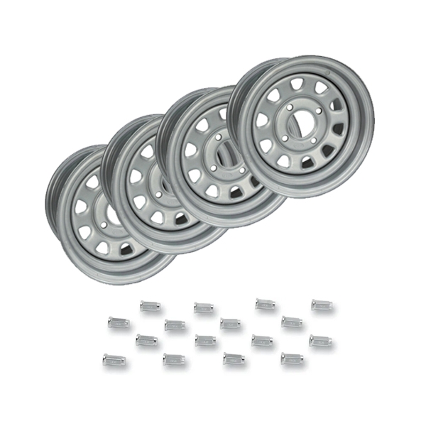 Pack 4 jantes ITP tôle grise 12 pouces avec écrou pour ARCTIC CAT 550